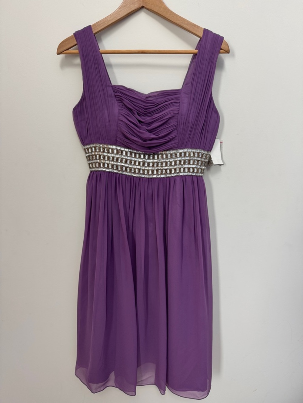 Camille La Vie Purple Formal Dress | Size 4 | NWT | Beaded Waist | Chiffon